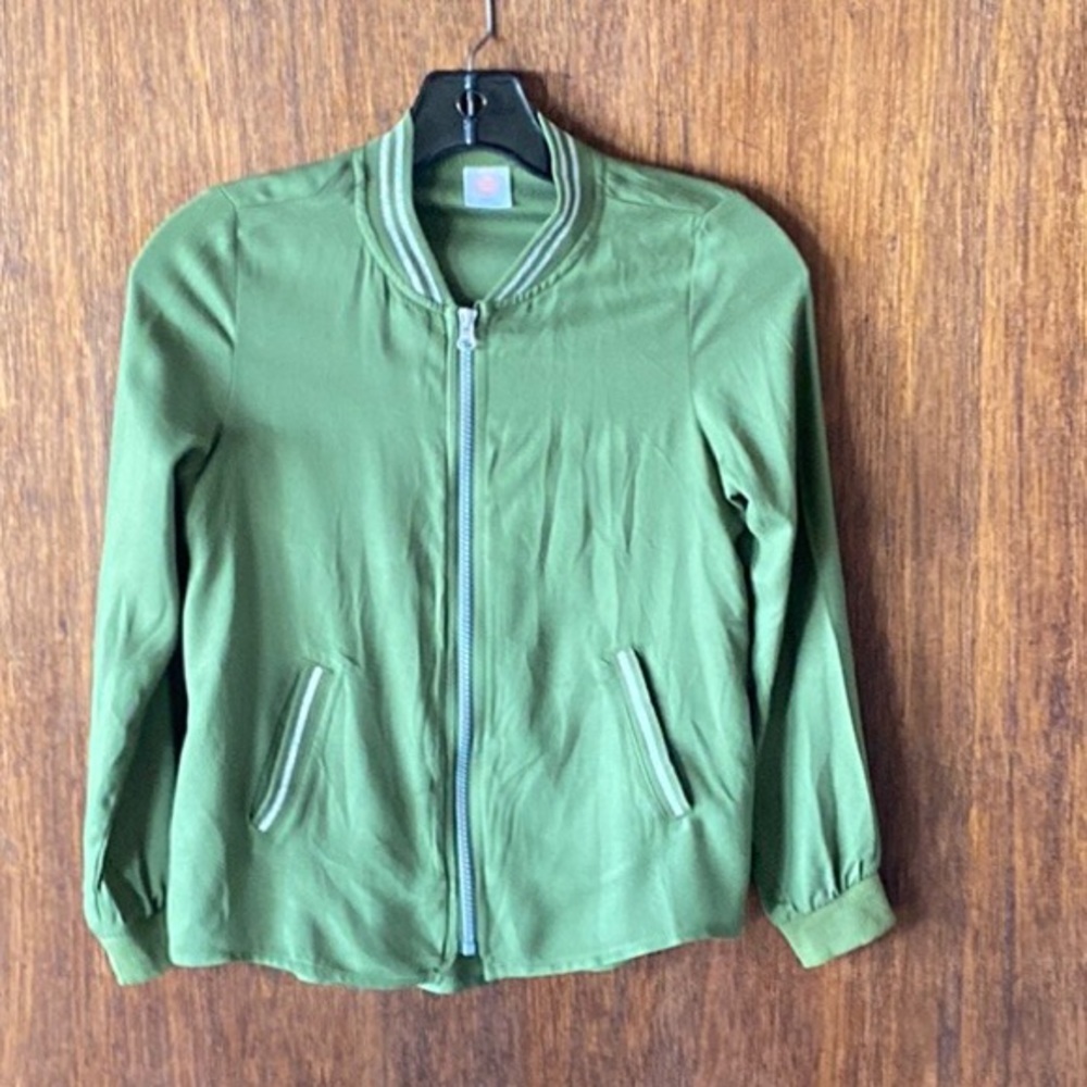 Wonder Nation Girls Green Zip Up  Lightweight jacket Silver Embellished Pockets